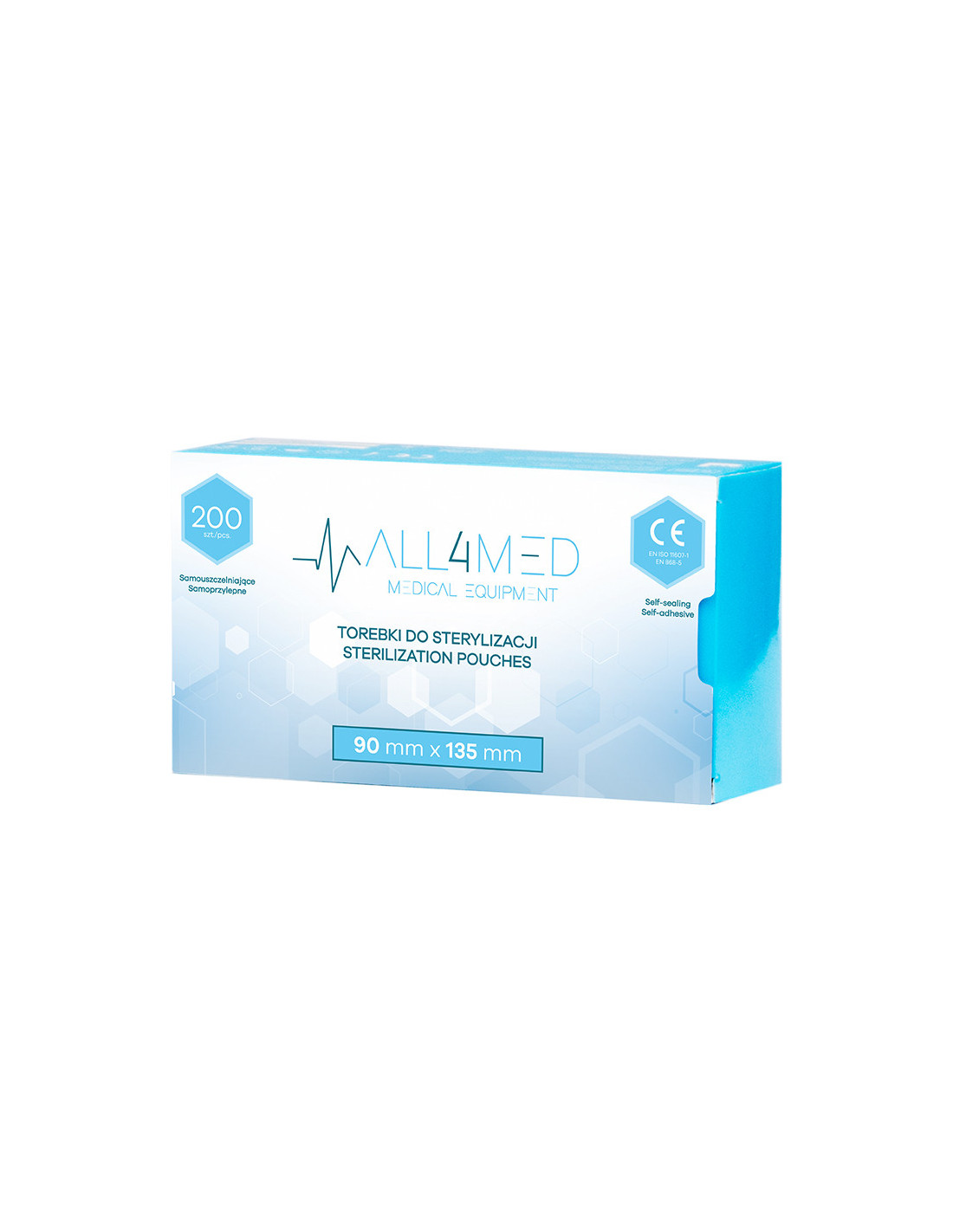 All4med torebki do sterylizacji w autoklawie 90 mm x 135 mm 200 szt. 