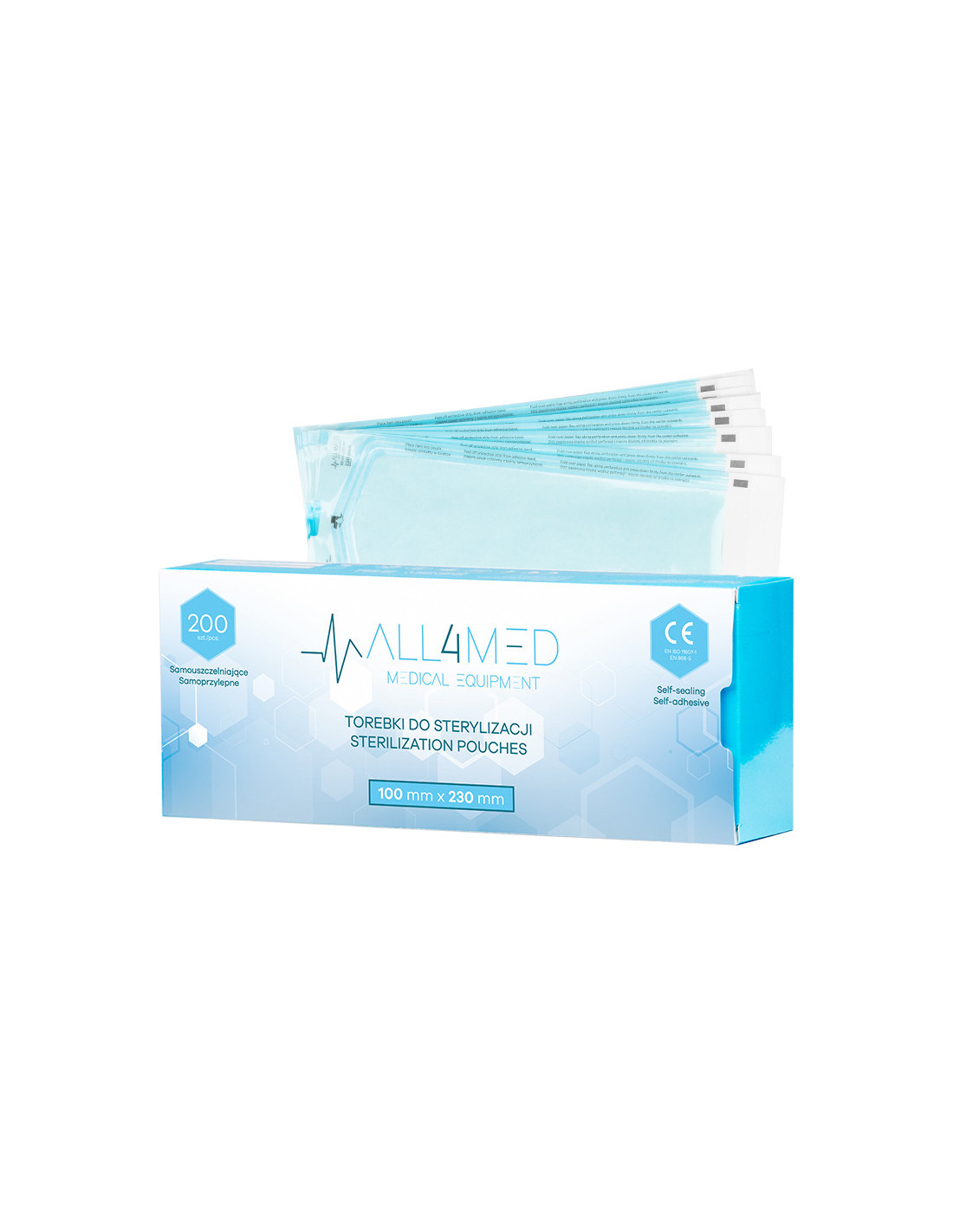 All4med torebki do sterylizacji w autoklawie 100 mm x 230 mm 200 szt. 