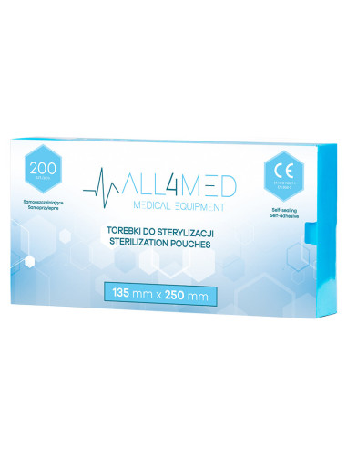 All4med torebki do sterylizacji w autoklawie 135 mm x 250 mm 200 szt.