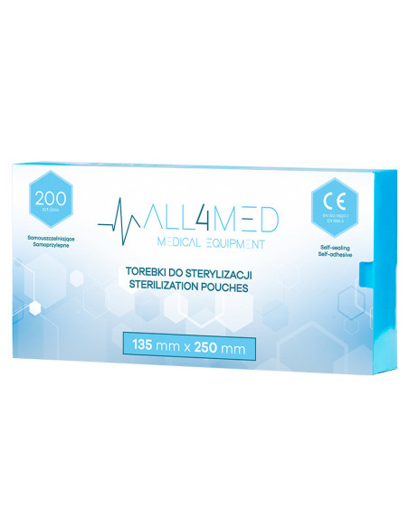 All4med torebki do sterylizacji w autoklawie 135 mm x 250 mm 200 szt. 