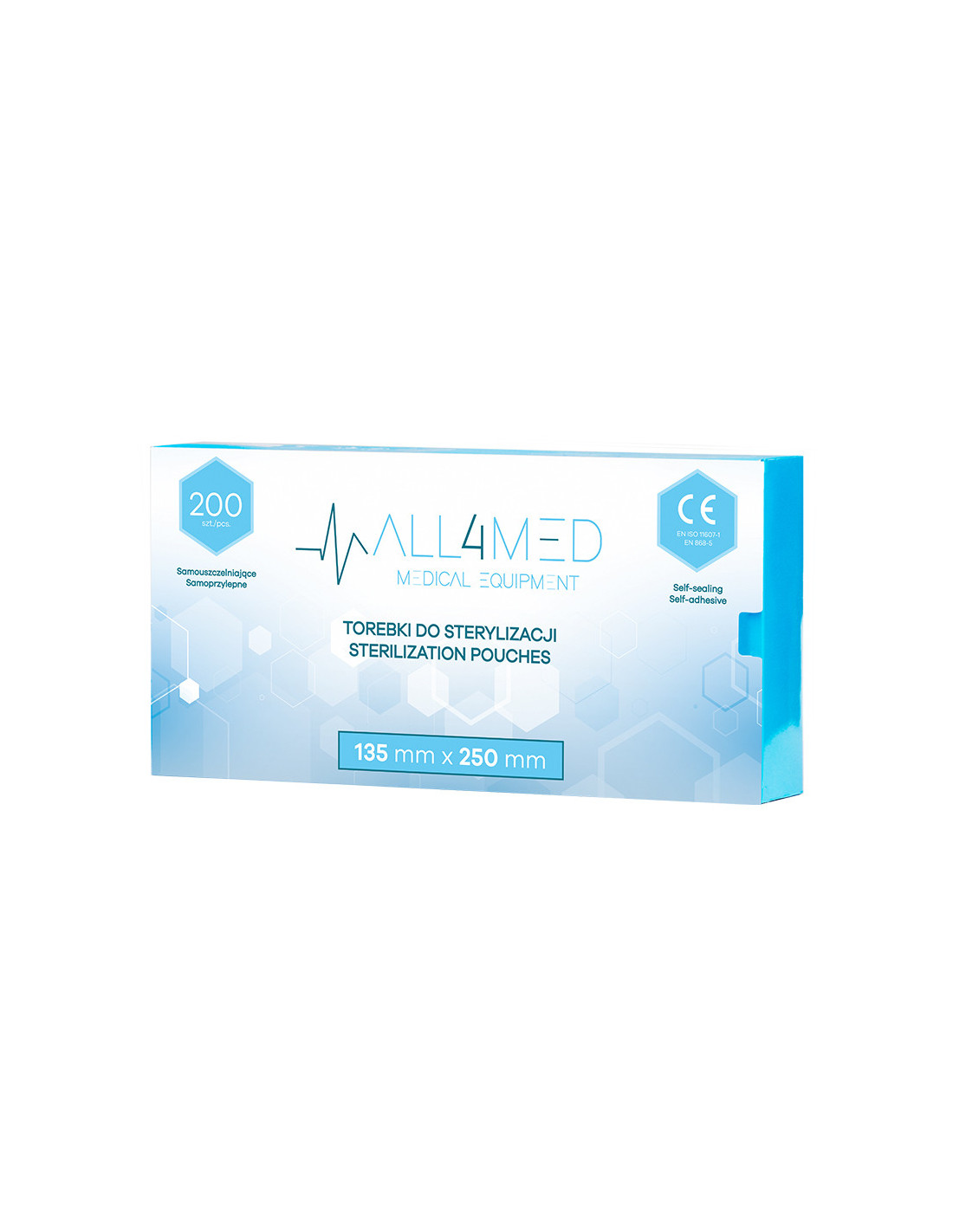 All4med torebki do sterylizacji w autoklawie 135 mm x 250 mm 200 szt. 