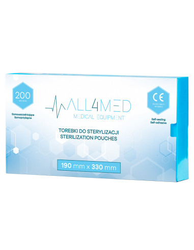 All4med torebki do sterylizacji w autoklawie 190 mm x 330 mm 200 szt. 