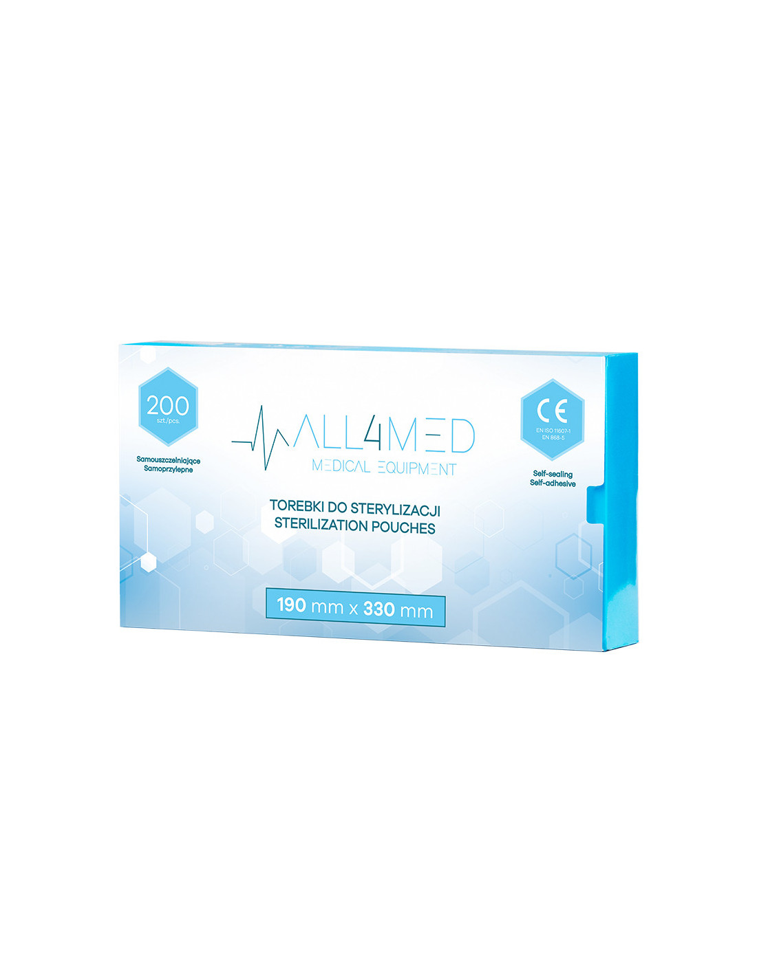 All4med torebki do sterylizacji w autoklawie 190 mm x 330 mm 200 szt. 