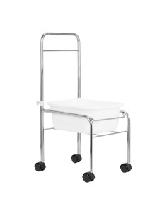 Chrome pedicure foot bath basins on wheels