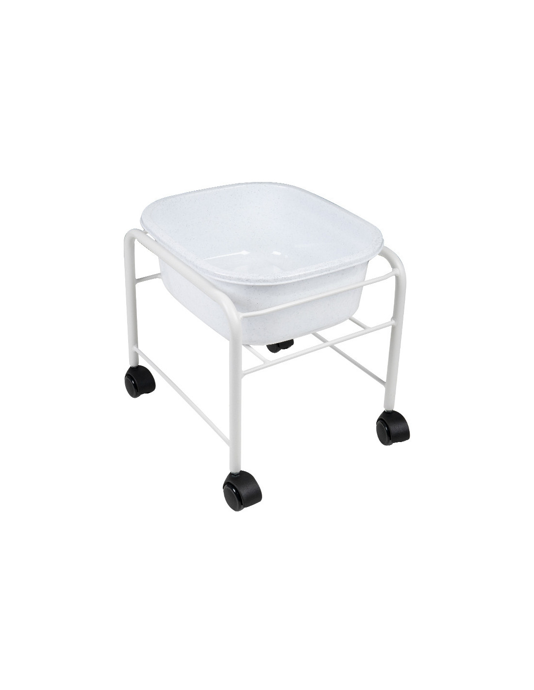 Brodzik do pedicure prosty z kółkami biały 