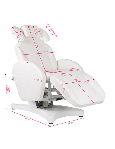 Fotel zabiegowy do rzęs Ivette profissional elektryczny biały 
