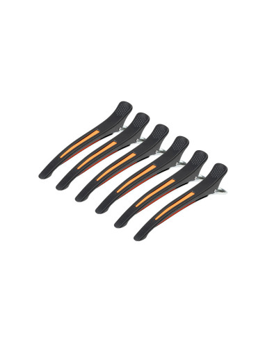 Klamry klipsy fryzjerskie do włosów E-13 6 szt. 11,5 cm mix neon 