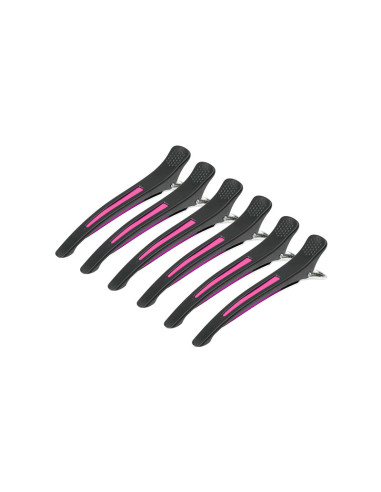 Klamry klipsy fryzjerskie do włosów E-13 6 szt. 11.5 cm mix neon 