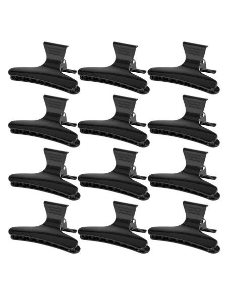 Klamry fryzjerskie do włosów kraby E-49 12 szt. czarne 