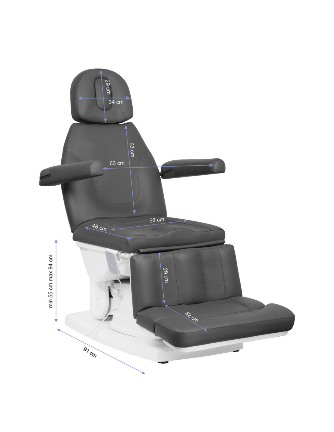 Sillón podológico Kate, eléctrico, 4 motores, gris