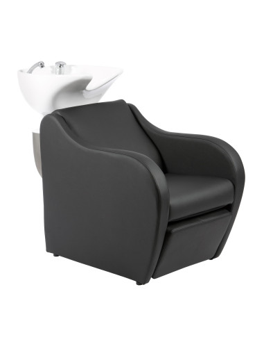 Lavaggio per parrucchiere professionale Lorenzo FAID nero con lavabo in ceramica bianca – GoldBeauté