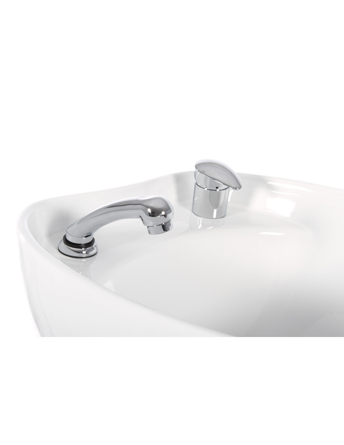 High-quality mixer tap and silent chrome shower head for the Lorenzo FAID shampoo unit