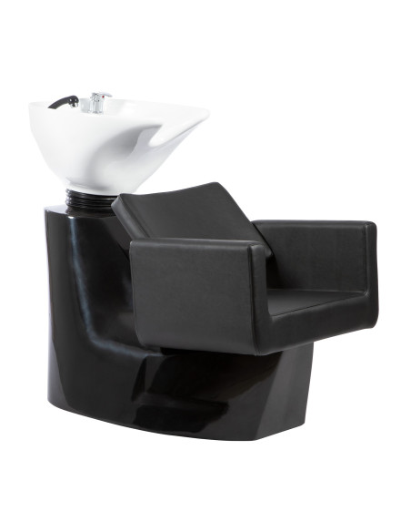 Lavaggio per parrucchiere Paola nero con lavabo girevole in ceramica bianca – Arredamento per parrucchieri GoldBeauté