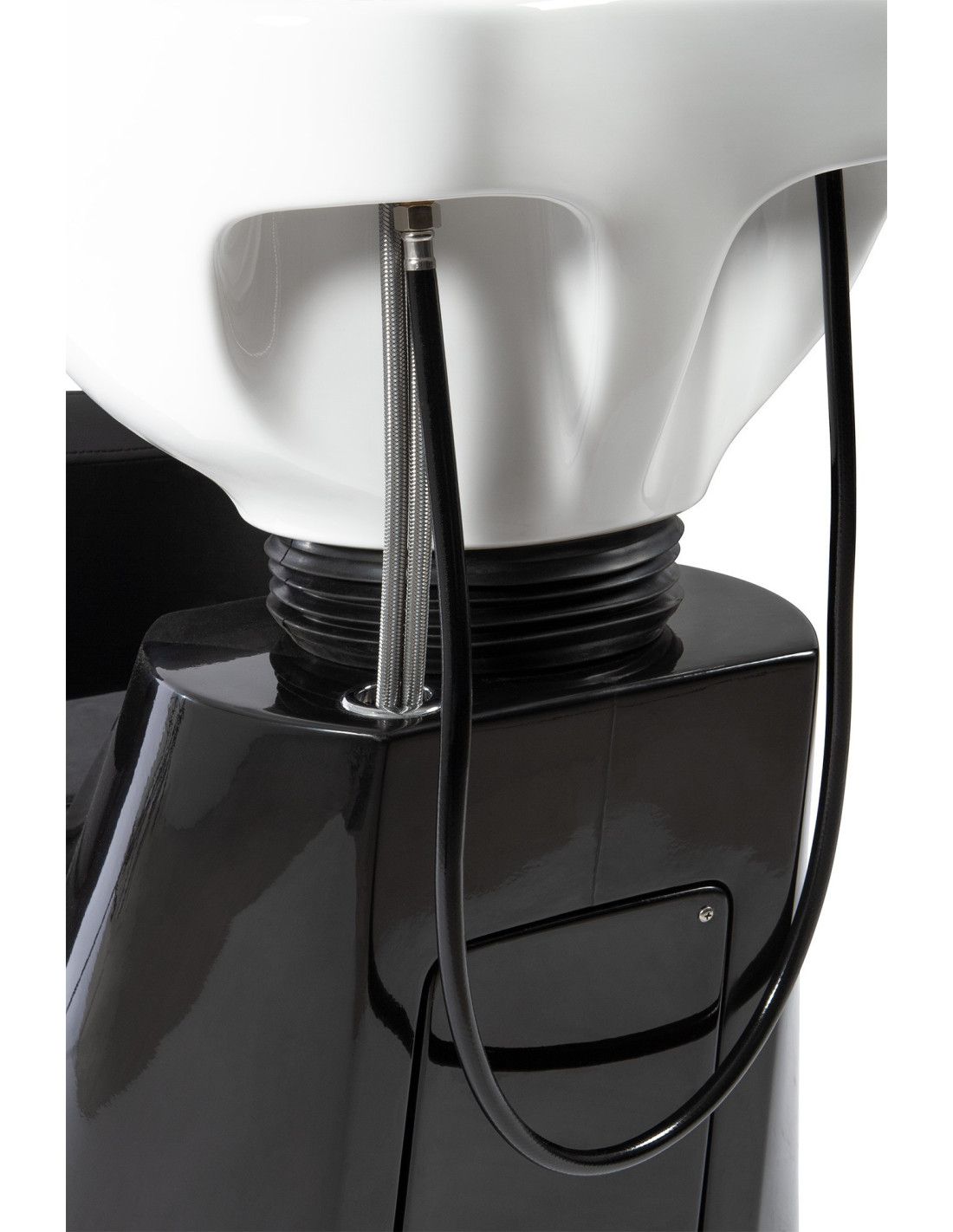 Silla de lavabo de diseño moderno Paola en PVC negro con estructura de fibra de vidrio