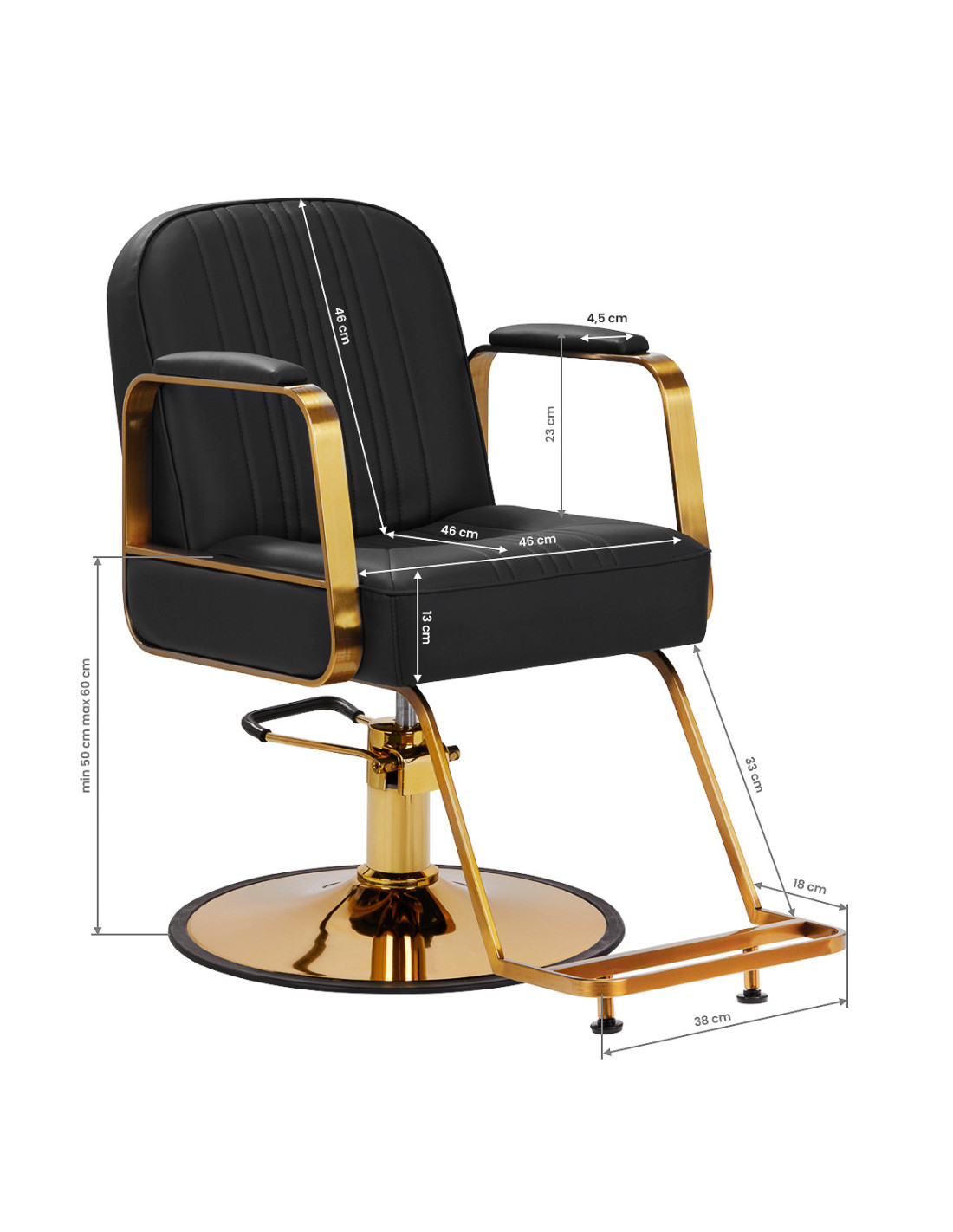 Gabbiano acri gold-black hairdressing chair {attributes}