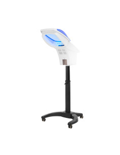 White hairdressing sauna helmet on stand with active ozone