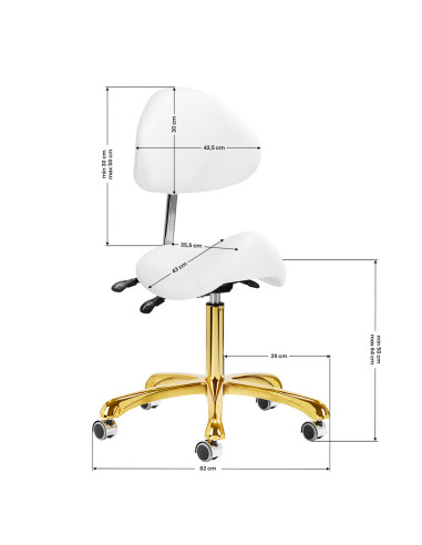 Taboret kosmetyczny 1004 Giovanni złoto biały 
