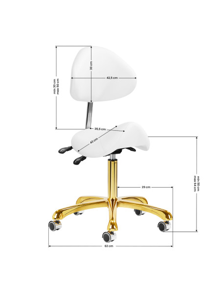 Taboret kosmetyczny 1004 Giovanni złoto biały 