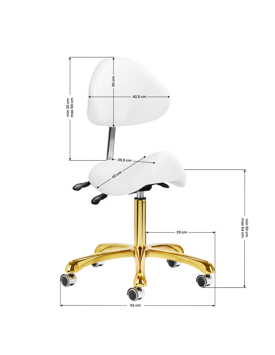 Taboret kosmetyczny 1004 Giovanni złoto biały 