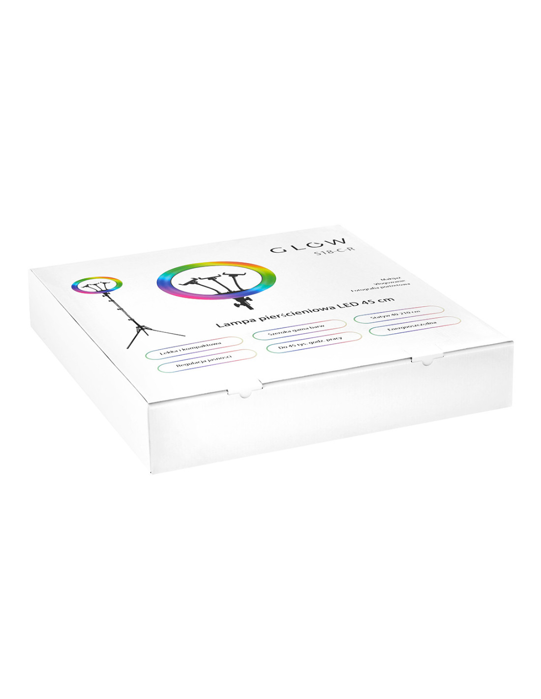 GLOW lampa pierścieniowa ring 18 RGB bsc ze statywem 45W 