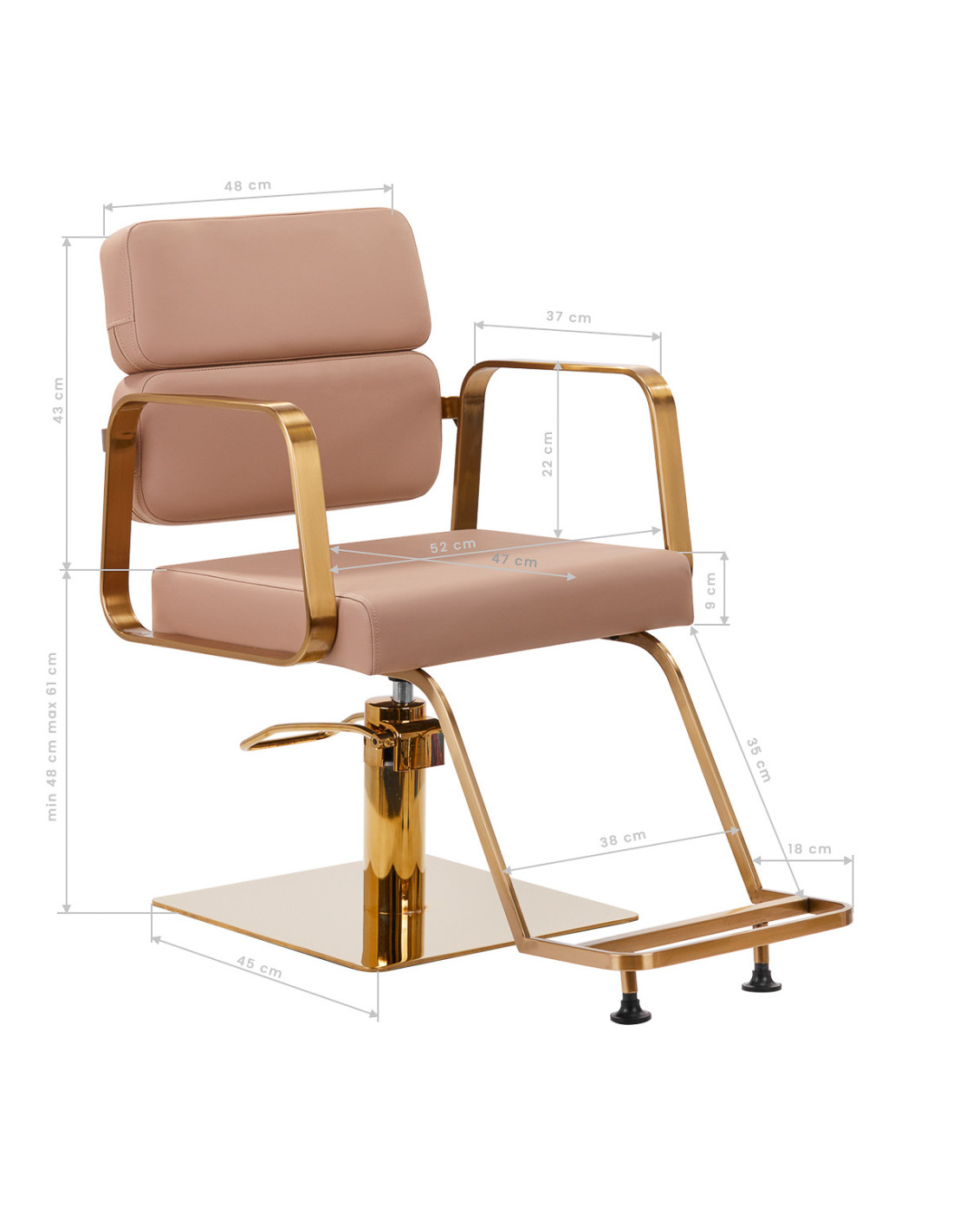 Gabbiano Porto Beige Gold Hairdressing Chair {attributes}