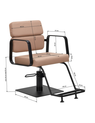  Fauteuil de coiffure gabbiano porto noir et beige 