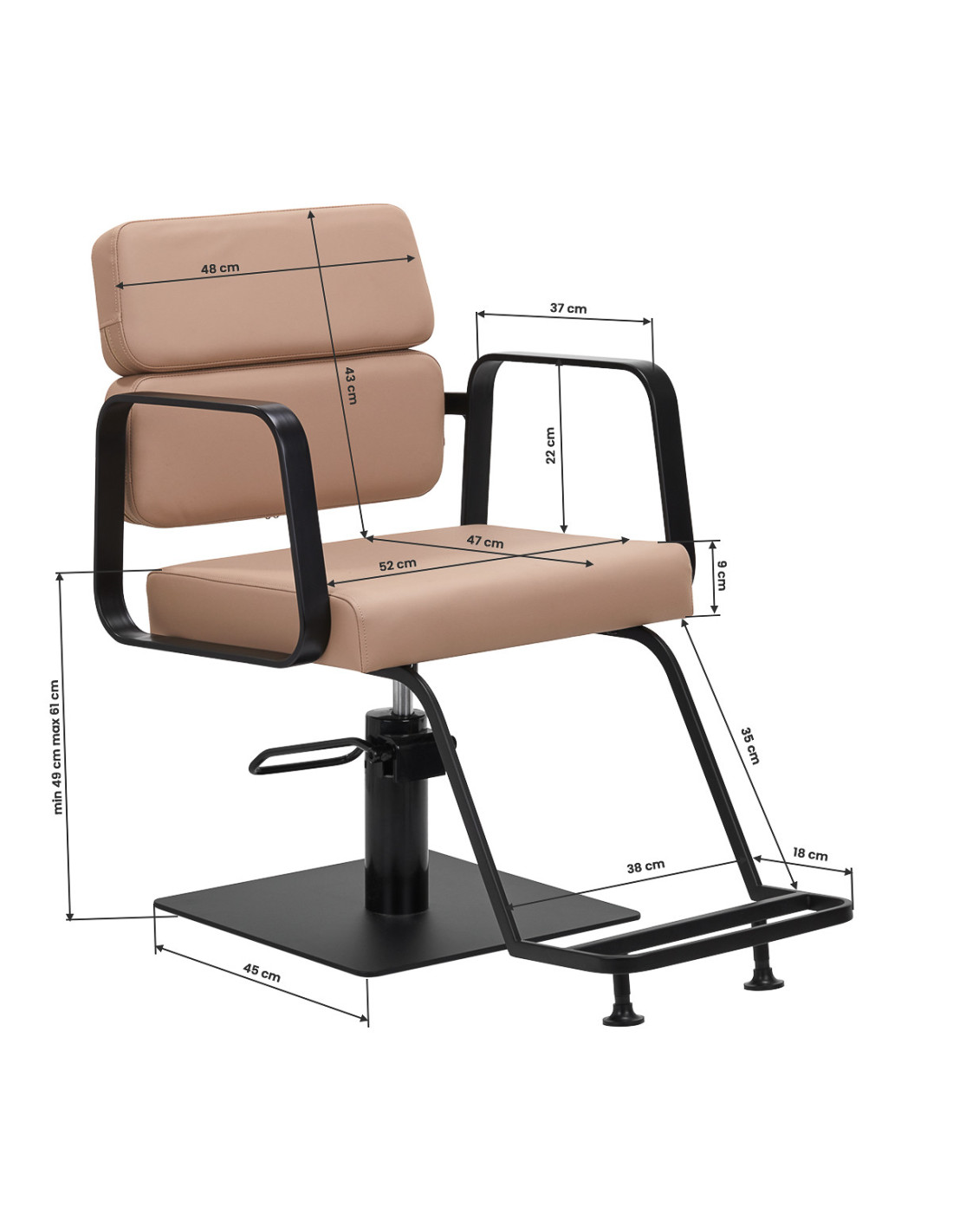  Fauteuil de coiffure gabbiano porto noir et beige 