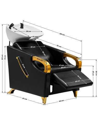Bac a Shampoing Bac à shampoing Lavaggio or noir 