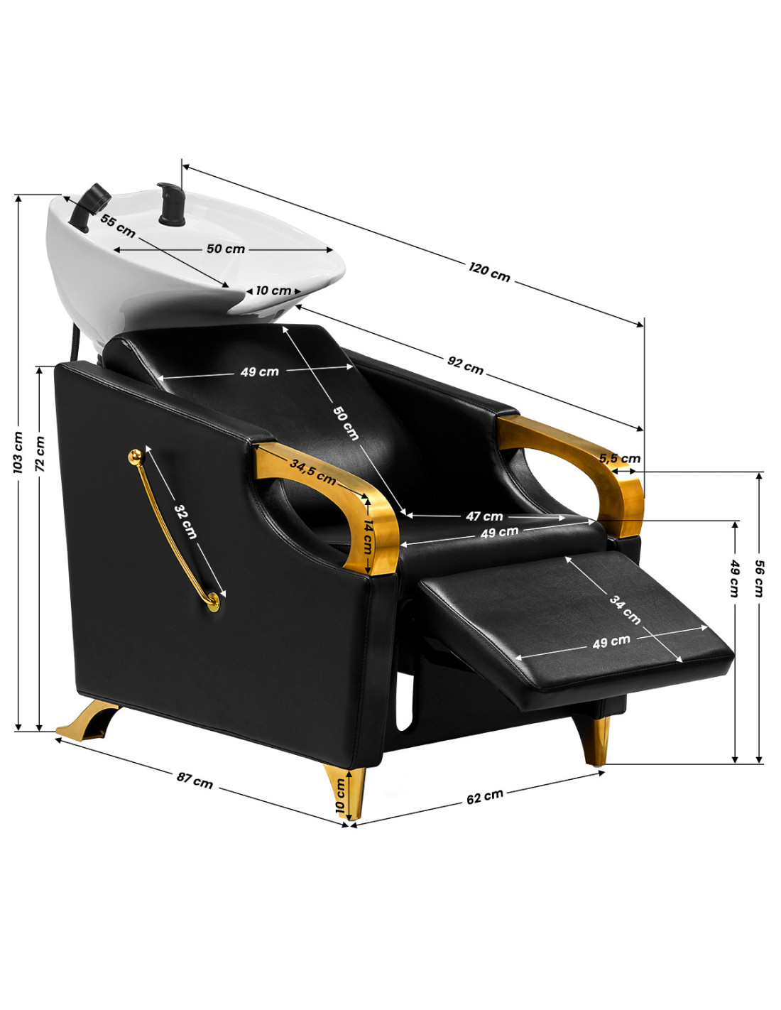Myjnia Fryzjerska Gabbiano C019G Złoto czarna 