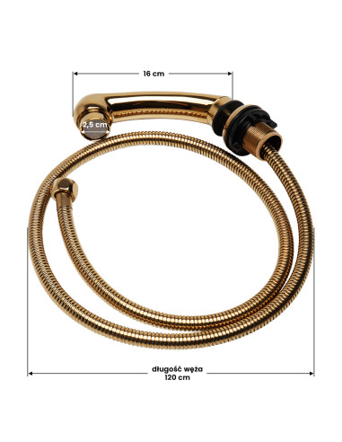 Słuchawka do myjni fryzjerskiej złota mała 