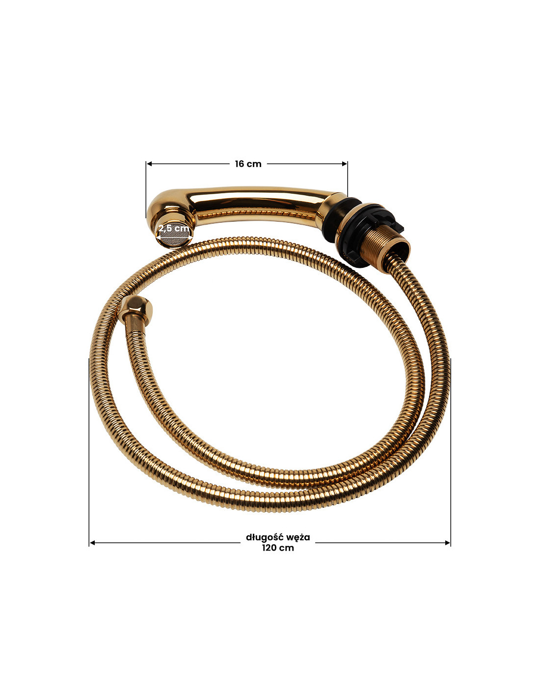 Słuchawka do myjni fryzjerskiej złota mała 