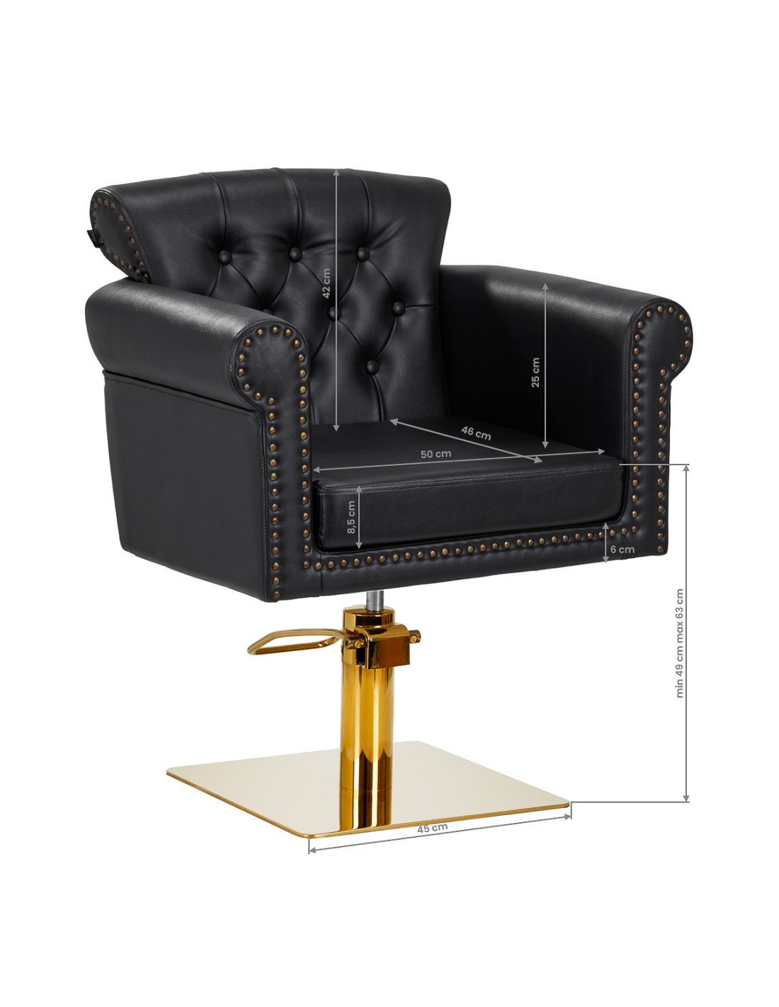 Gabbiano Berlin hairdressing chair, gold, black {attributes}