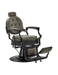 Fauteuil Barbier Cavalese Vieux Cuir Vert – Ambiance Rétro & Design Industriel