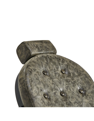 Fotel fryzjerski Cavalese, skóra w kolorze starej zieleni – klimat retro i industrialny design