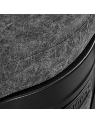 Cavalese kappersstoel oud grijs lederen zoomview bekleding