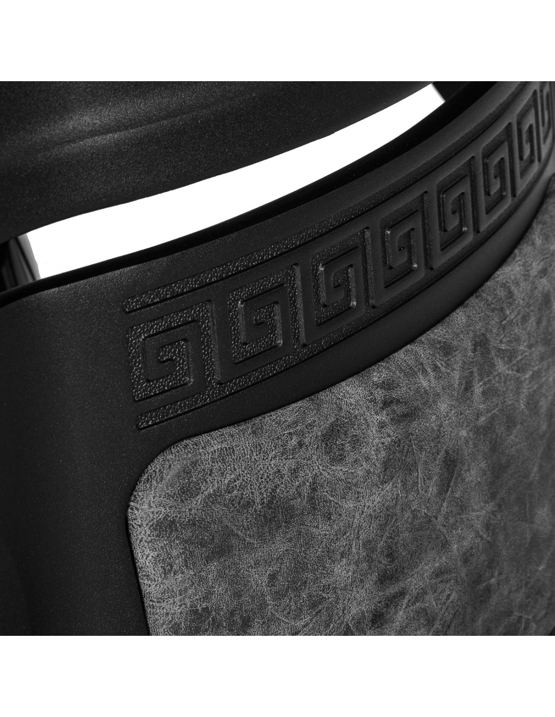 Sillón de barbero Cavalese cuero gris antiguo vista zoom reposapiés