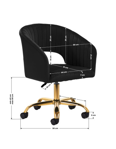4Rico krzesło obrotowe QS-OF212G aksamit czarne 