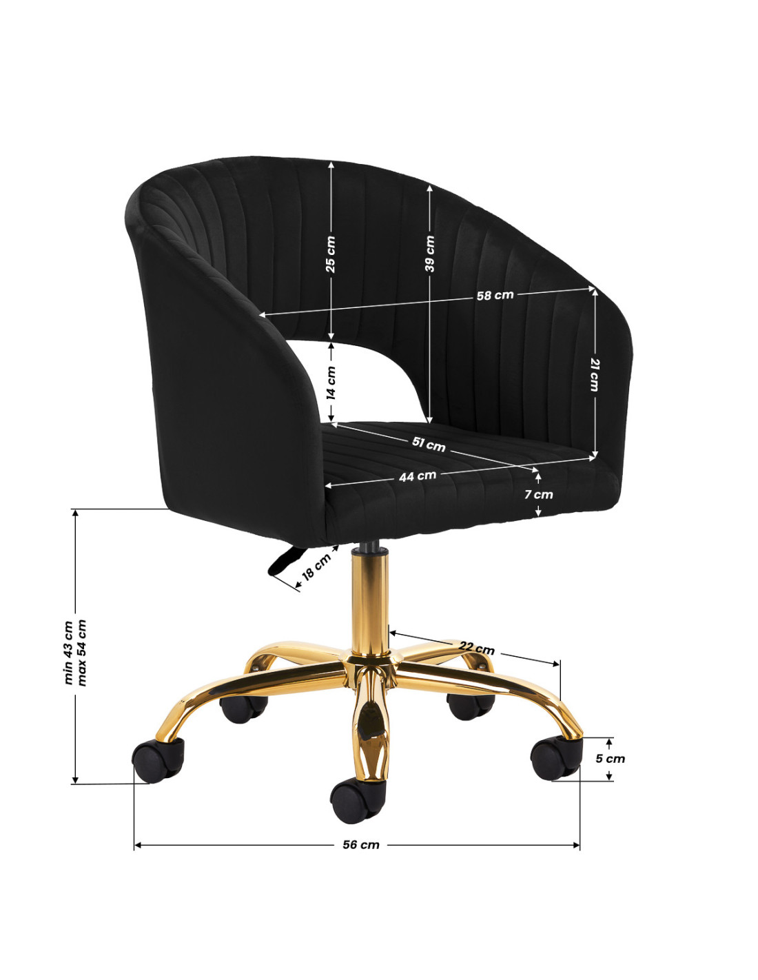 4Rico krzesło obrotowe QS-OF212G aksamit czarne 