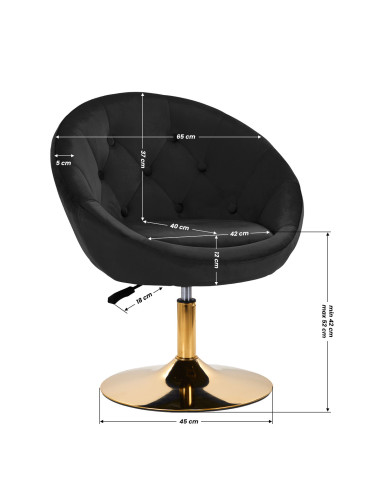 Sillón giratorio 4Rico QS-BL12G, terciopelo negro 