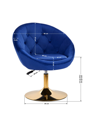 4Rico fotel obrotowy QS-BL12G aksamit granatowy 