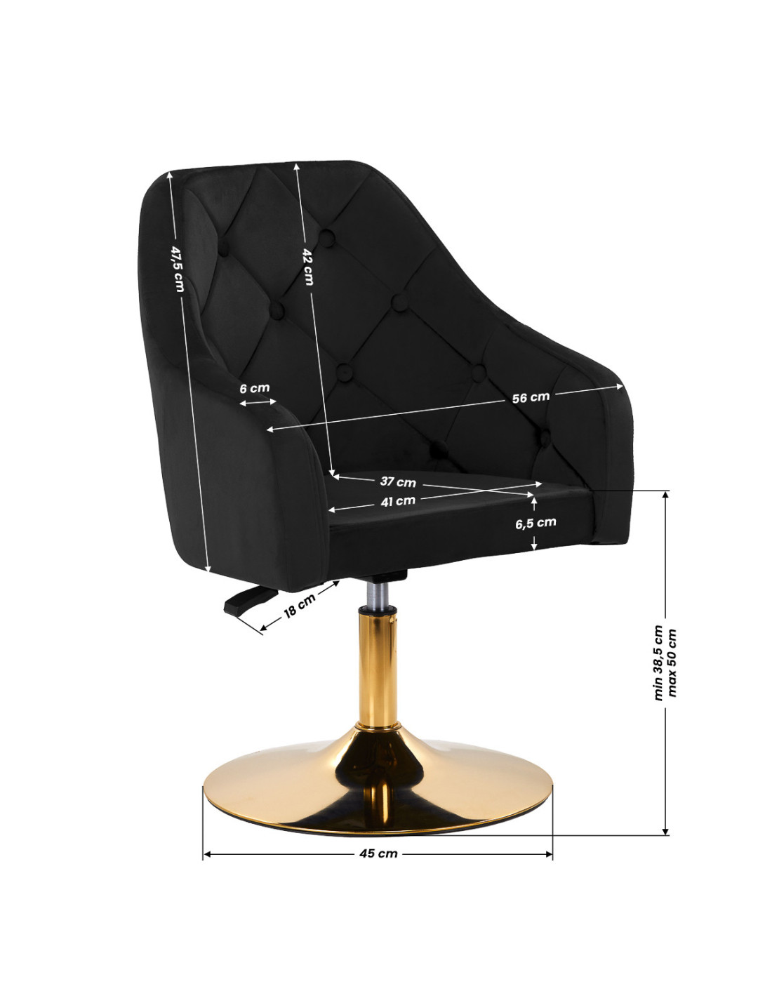 4Rico fotel obrotowy QS-BL14G aksamit czarny 