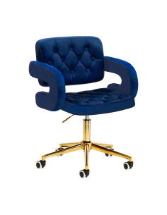 Olga navy blue velvet swivel chair