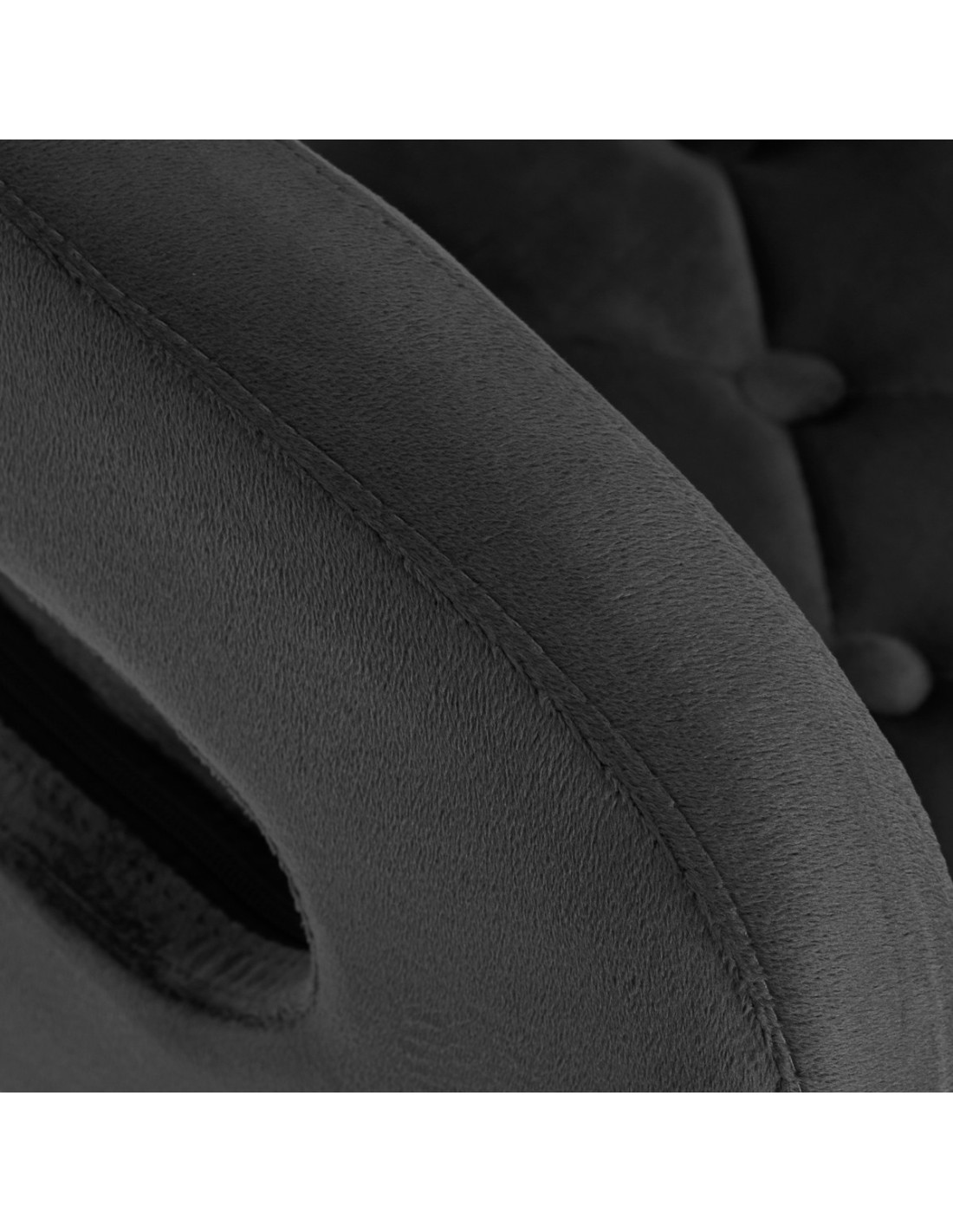 Chaise Royale Velours Luxe gris vue accoudoir