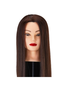 Tête d'apprentissage coiffure f wz2 cheveux synthétiques couleur 4h longueur 24