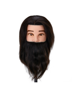 Cabeças de treinamento de barbearia wz4 cabelo natural comprimento 20 cm + 15 cm