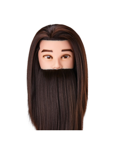 Główka treningowa z brodą fryzjerska Gabbiano WZ4 syntetyczne włosy, kolor 4H, długość 8+6