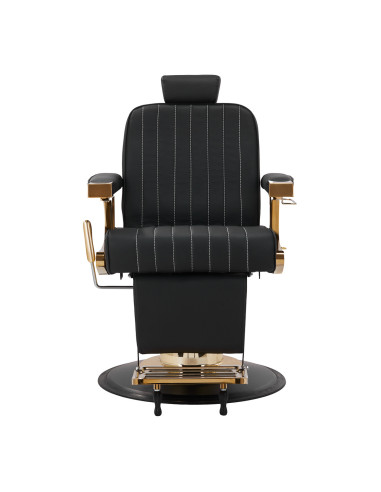 Poltrona da barbiere Gold Line Black: eleganza sartoriale e finiture di alta qualità