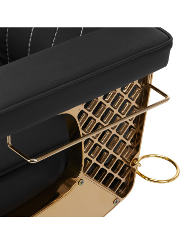 Silla de barbero negra Gold Line: elegancia de alta costura y acabados premium