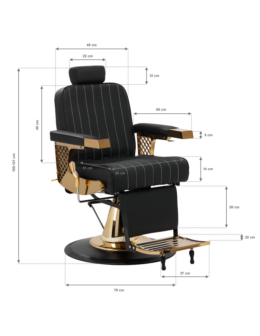 Fauteuil Barbier Gold Line Noir – Élégance Couture & Finitions Premium 
