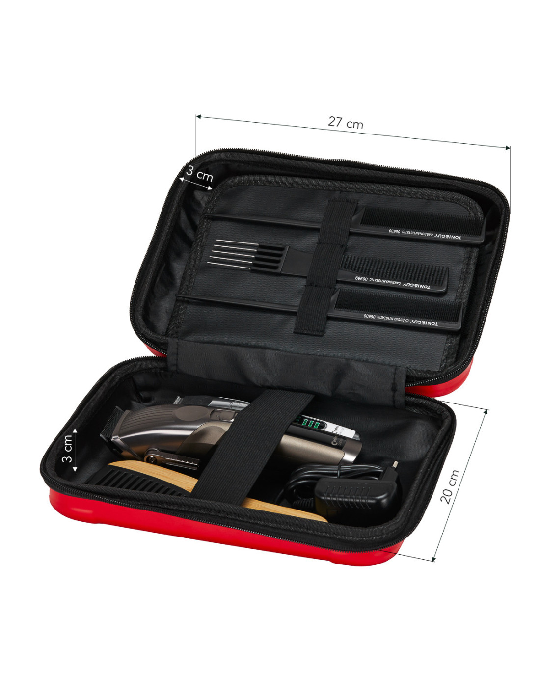 Kuferek walizka fryzjerska barberska czerwona 